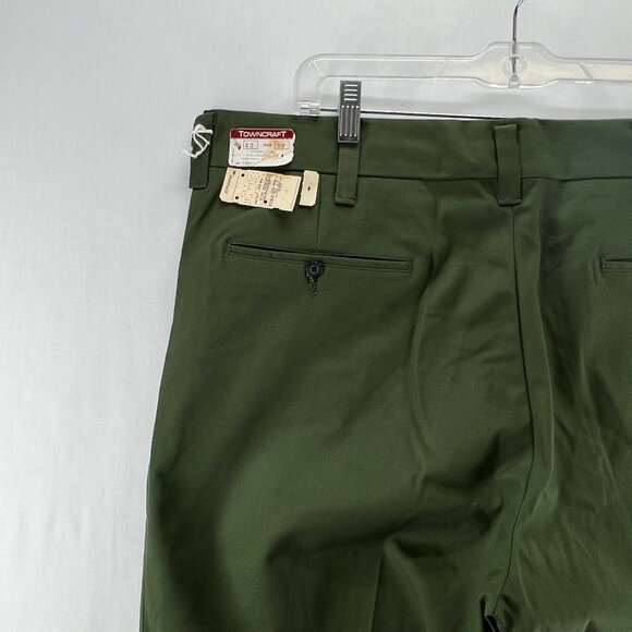 Towncraft Vintage Dress Pants Men 40x29 JCPenney Workwear Slacks Straight Green - Picture 9 of 16